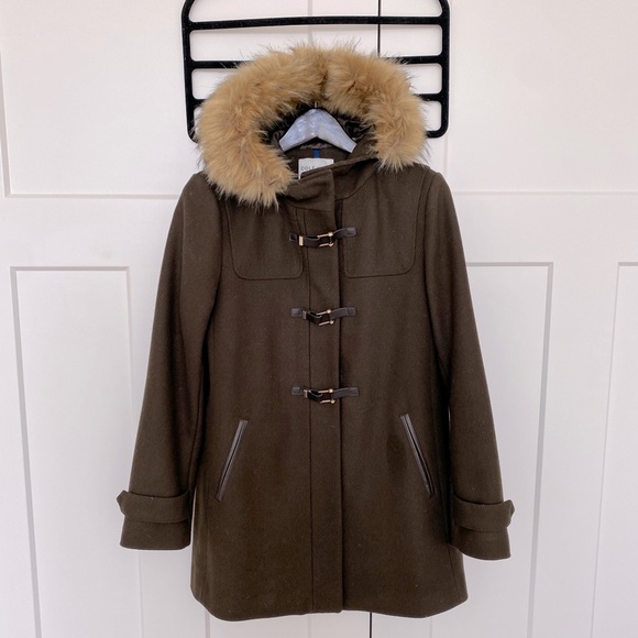 Cole Haan Wool + Faux Fur Hooded Coat - Picture 9 of 12